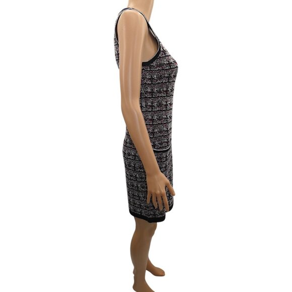 Eva Mendes Black Red Tweed Knit Mini Shift Dress Mod Academia Preppy XS Metallic - Picture 2 of 8